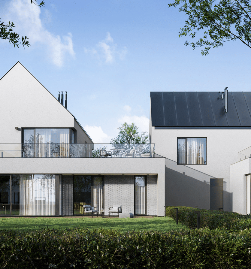 photo d'une maison récente avec une façade blanche